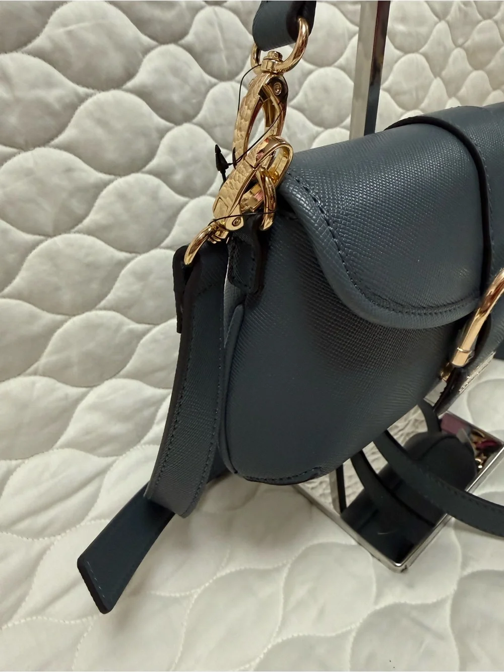 GUESS Los Angeles Harlow Saffiano Crossbody Bag with Gold Hardware